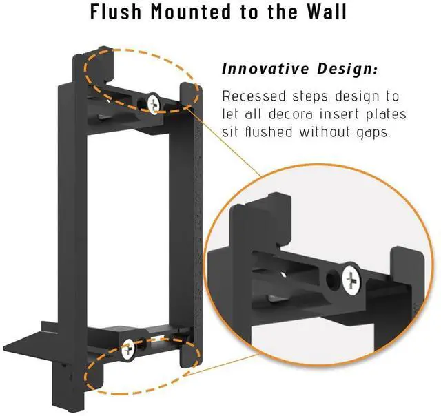 Alt view image 5 of 7 - Single Gang Wall Plate with Low Voltage Mounting Bracket, Bruh Wall Plate Cable Pass Through for HDMI, Coaxial, Ethernet, Speaker Cables and Wires, White, 12 Pack