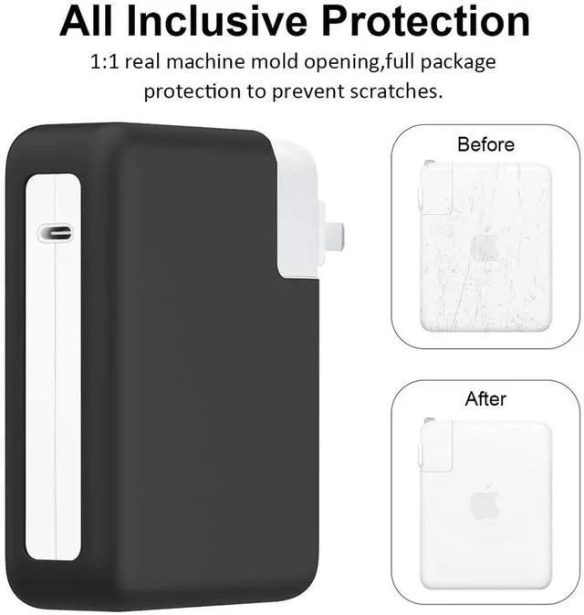 Alt view image 2 of 6 - Soft Silicone Charger Protector Case Sleeve Cover for MacBook Pro 14 inch 96W 2021 2022 2023 A2442 M1 A2779 M2 Chip, Power Adapter Cover for MacBook Pro 16 inch 2019 2020 Model A2141, Black