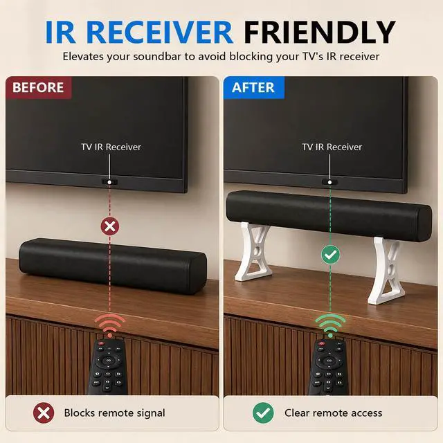 Alt view image 3 of 7 - 6 Inch 150mm Soundbar Riser Stand Compatible with Arc Ultra, Heavy Duty Sound Bar Elevation Base for TV Cabinet & Desktop Shelf, No Tools Required Easy Installation (White)