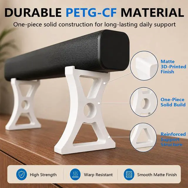 Alt view image 6 of 7 - 6 Inch 150mm Soundbar Riser Stand Compatible with Arc Ultra, Heavy Duty Sound Bar Elevation Base for TV Cabinet & Desktop Shelf, No Tools Required Easy Installation (White)