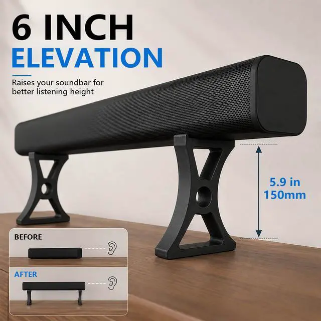 Alt view image 2 of 7 - 6 Inch 150mm Soundbar Riser Stand Compatible with Arc Ultra, Heavy Duty Sound Bar Elevation Base for TV Cabinet & Desktop Shelf, No Tools Required Easy Installation (Black)