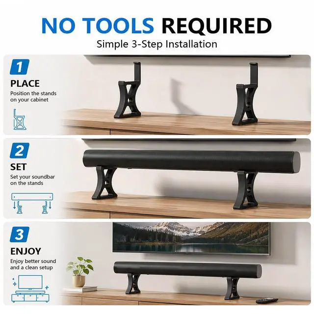 Alt view image 5 of 7 - 6 Inch 150mm Soundbar Riser Stand Compatible with Arc Ultra, Heavy Duty Sound Bar Elevation Base for TV Cabinet & Desktop Shelf, No Tools Required Easy Installation (Black)