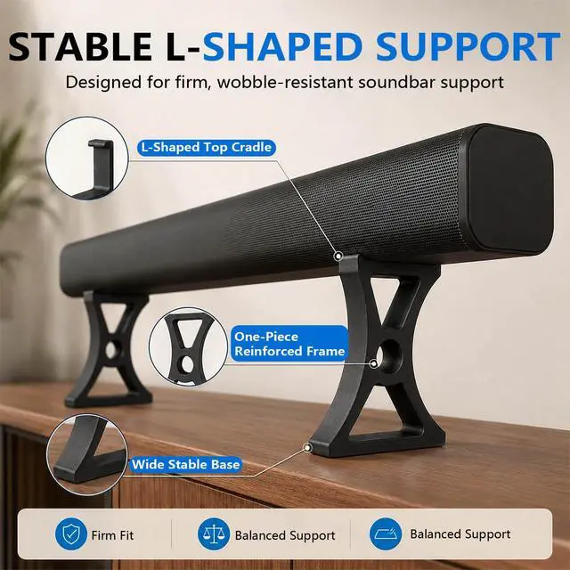 Alt view image 4 of 7 - 6 Inch 150mm Soundbar Riser Stand Compatible with Arc Ultra, Heavy Duty Sound Bar Elevation Base for TV Cabinet & Desktop Shelf, No Tools Required Easy Installation (Black)