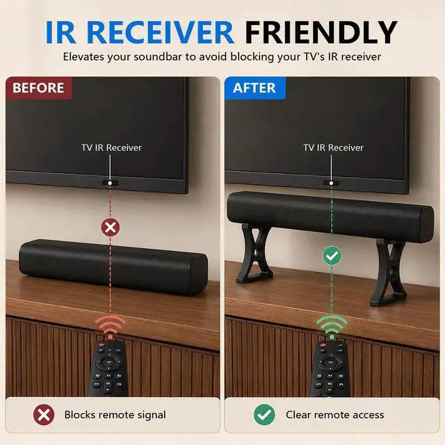 Alt view image 3 of 7 - 6 Inch 150mm Soundbar Riser Stand Compatible with Arc Ultra, Heavy Duty Sound Bar Elevation Base for TV Cabinet & Desktop Shelf, No Tools Required Easy Installation (Black)