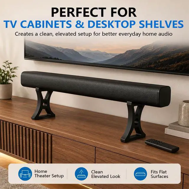 Alt view image 7 of 7 - 6 Inch 150mm Soundbar Riser Stand Compatible with Arc Ultra, Heavy Duty Sound Bar Elevation Base for TV Cabinet & Desktop Shelf, No Tools Required Easy Installation (Black)