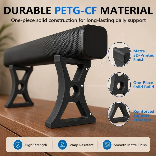 Alt view image 6 of 7 - 6 Inch 150mm Soundbar Riser Stand Compatible with Arc Ultra, Heavy Duty Sound Bar Elevation Base for TV Cabinet & Desktop Shelf, No Tools Required Easy Installation (Black)