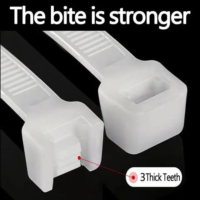 Alt view image 3 of 6 - 8 Inch White Zip Ties(1000 pack) Heavy Duty Self Locking clear Zipties Bulk Tensile Strength 40 Pound Clear Industrial 8"Wire Cable Ties Wraps for Home Office Garden Fence Garage indoor outdoor