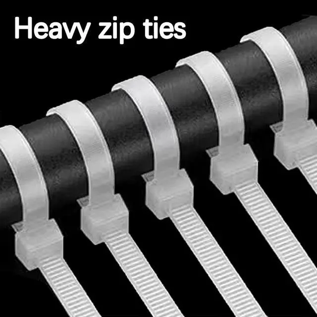 Alt view image 5 of 6 - 8 Inch White Zip Ties(1000 pack) Heavy Duty Self Locking clear Zipties Bulk Tensile Strength 40 Pound Clear Industrial 8"Wire Cable Ties Wraps for Home Office Garden Fence Garage indoor outdoor