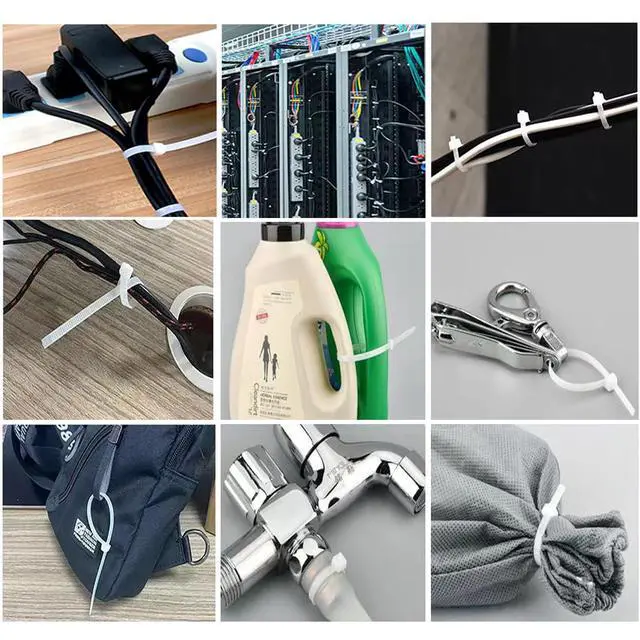 Alt view image 6 of 6 - 8 Inch White Zip Ties(1000 pack) Heavy Duty Self Locking clear Zipties Bulk Tensile Strength 40 Pound Clear Industrial 8"Wire Cable Ties Wraps for Home Office Garden Fence Garage indoor outdoor