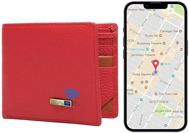 Main image of Wallet Tracker for Men, Smart Tracker GPS Card Wallet, Valentines Day Gift (Red)