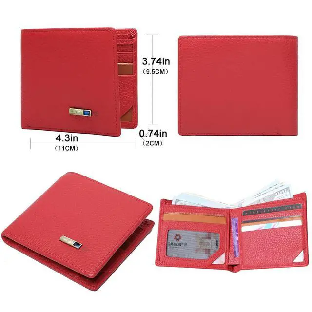 Alt view image 6 of 6 - Wallet Tracker for Men, Smart Tracker GPS Card Wallet, Valentines Day Gift (Red)