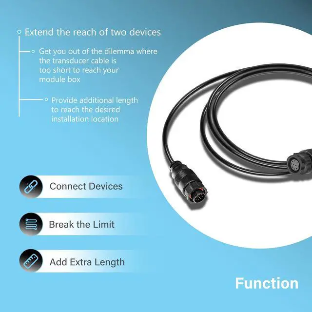Alt view image 3 of 7 - 3005.6907 Transducer Extension Cable for Lowrance LSS-1/LSS-2 Structure Scan Transducer 10 feet9-pin#000-00099-006