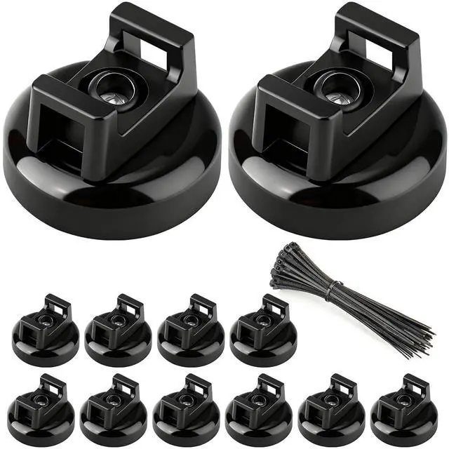 Main image of 12Pcs Cable Ties Magnetic, Multipurpose Magnetic Wire Clip, Cable Wire Base with 60Pcs Releasable Cable Ties (16 x 11mm)