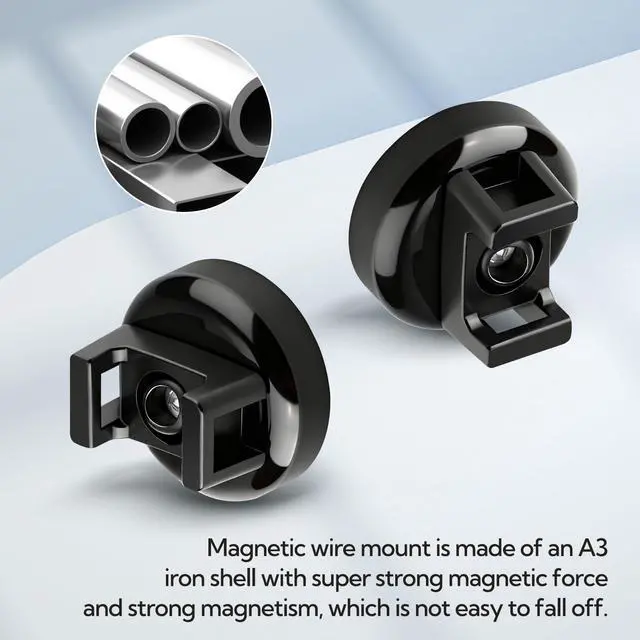 Alt view image 2 of 6 - 12Pcs Cable Ties Magnetic, Multipurpose Magnetic Wire Clip, Cable Wire Base with 60Pcs Releasable Cable Ties (16 x 11mm)