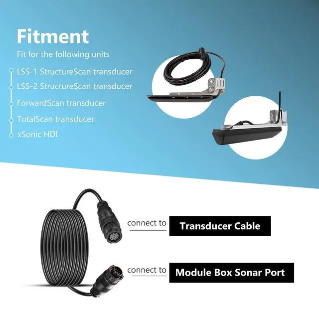 Alt view image 4 of 7 - 3005.6907 Transducer Extension Cable for Lowrance LSS-1/LSS-2 Structure Scan Transducer 10 feet9-pin#000-00099-006