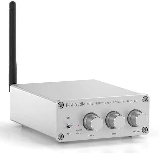 Main image of BT20A-S Bluetooth 5.0 Stereo Audio 2 Channel Amplifier Receiver Mini Hi-Fi Class D Integrated Amp 2.0 CH for Home Speakers 100W x 2 with Bass and Treble Control TPA3116 (with Power Supply)