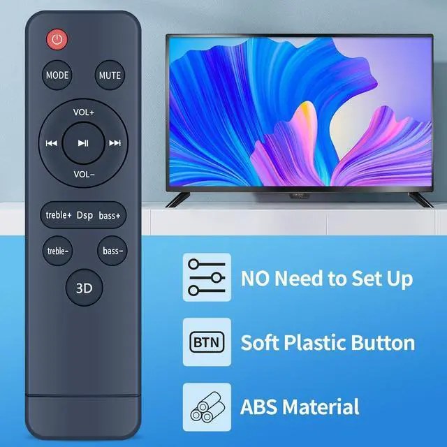 Alt view image 2 of 6 - New Replacement Remote Control for Geoyeao 32 Inch 2.2CH Home Theater Audio Soundbar, Bass Speakers with Dual Subwoofer 3D Surround Sound System