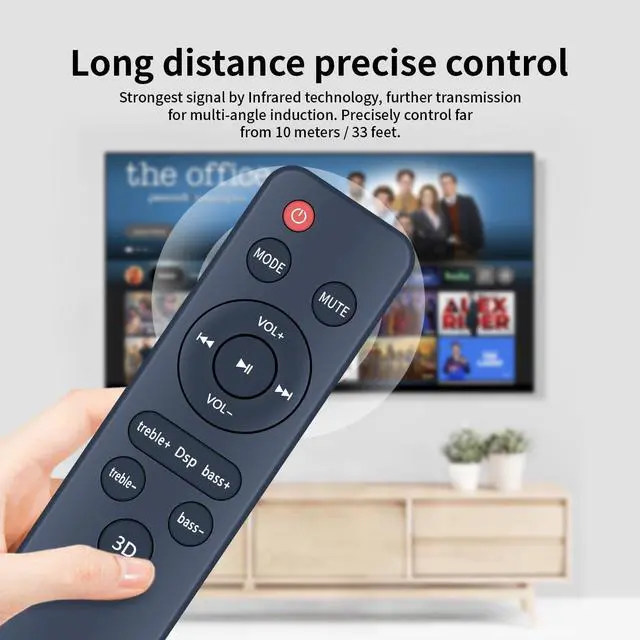 Alt view image 6 of 6 - New Replacement Remote Control for Geoyeao 32 Inch 2.2CH Home Theater Audio Soundbar, Bass Speakers with Dual Subwoofer 3D Surround Sound System