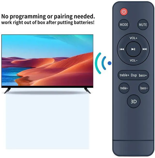 Alt view image 5 of 6 - New Replacement Remote Control for Geoyeao 32 Inch 2.2CH Home Theater Audio Soundbar, Bass Speakers with Dual Subwoofer 3D Surround Sound System