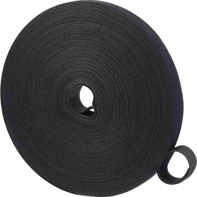 Main image of 1/2 Inch Hook and Loop Roll Reusable Cable Ties Cable Management Straps Cord Organizer Double-Sided Heavy Duty Strips Black Cord Wrap for Computer Home Office Date Center (Black, 1/2inch 54Yards)