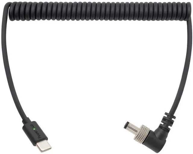 Main image of USB C Type C PD to DC 5.5 2.5mm Right Angle Locking Fast 12V Coiled Power Cable with Indicator Suitable for Atomos Ninja V/Shogun, PIX-E5/E7, Hollyland Mars, SmallHD, Blackmagic, Video Monitors, 59
