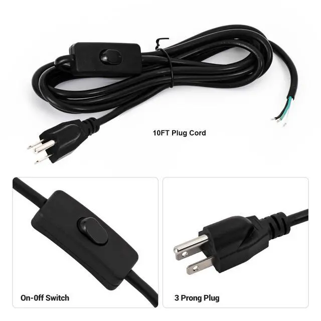 Alt view image 2 of 4 - Track Lighting Plug Cord 10FT Black, 3 Prong