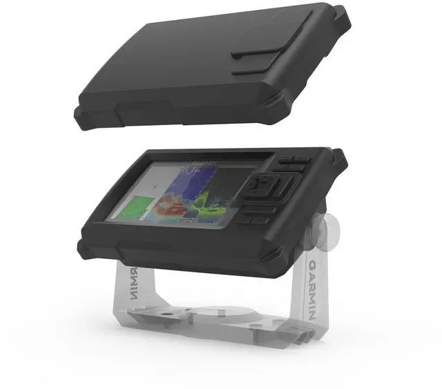 Main image of Fish Finder Protective Silicone Skin Cover Compatible with Garmin Striker Vivid 5cv Fishfinder and Garmin Striker 5cv, Black Silicone Cover with Installation Case, Marine Navigation Accessory