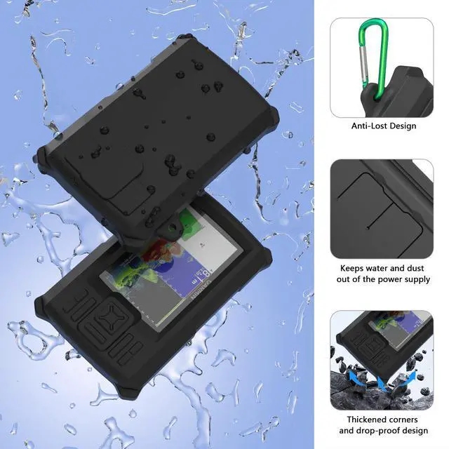 Alt view image 3 of 7 - Fish Finder Protective Silicone Skin Cover Compatible with Garmin Striker Vivid 5cv Fishfinder and Garmin Striker 5cv, Black Silicone Cover with Installation Case, Marine Navigation Accessory