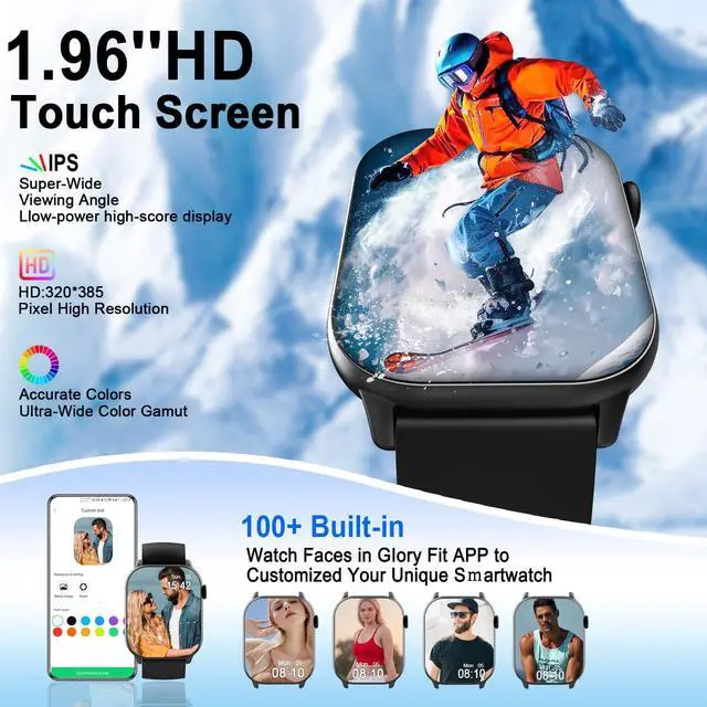 Alt view image 2 of 7 - Smart Watch(Answer/Make Call), 1.96" HD Smartwatch for Men Women, 2025 New Fitness Watch with 100+ Sport Modes, Heart Rate/Sleep/SpO2/Calories Monitor, IP68 Waterproof Activity Tracker for Android iOS