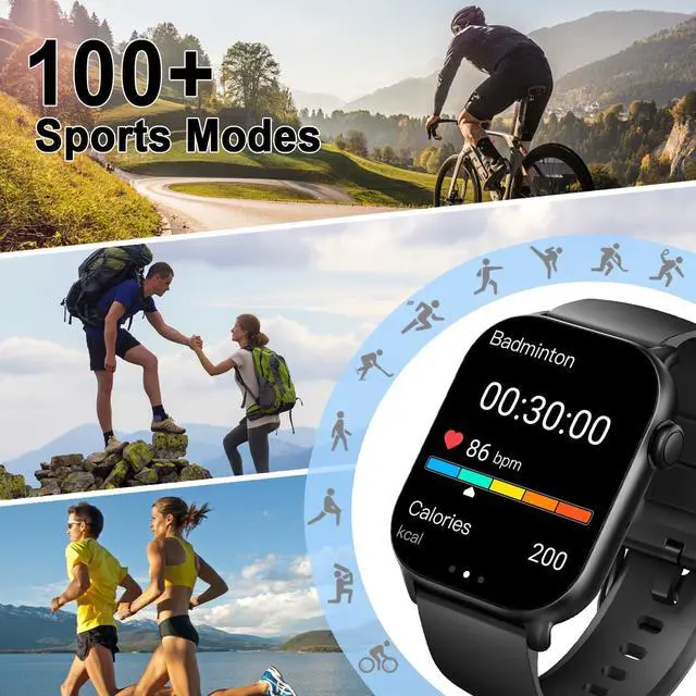 Alt view image 4 of 7 - Smart Watch(Answer/Make Call), 1.96" HD Smartwatch for Men Women, 2025 New Fitness Watch with 100+ Sport Modes, Heart Rate/Sleep/SpO2/Calories Monitor, IP68 Waterproof Activity Tracker for Android iOS