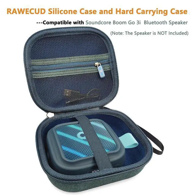 Alt view image 2 of 7 - Protective Case for Anker Soundcore Boom Go 3i Bluetooth Speaker, | Hard Carrying Case and Silicone Cover for Soundcore Boom Go 3i Speaker Accessories (Blue Case)