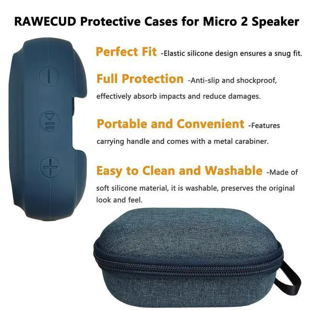 Alt view image 4 of 7 - Protective Case for Anker Soundcore Boom Go 3i Bluetooth Speaker, | Hard Carrying Case and Silicone Cover for Soundcore Boom Go 3i Speaker Accessories (Blue Case)