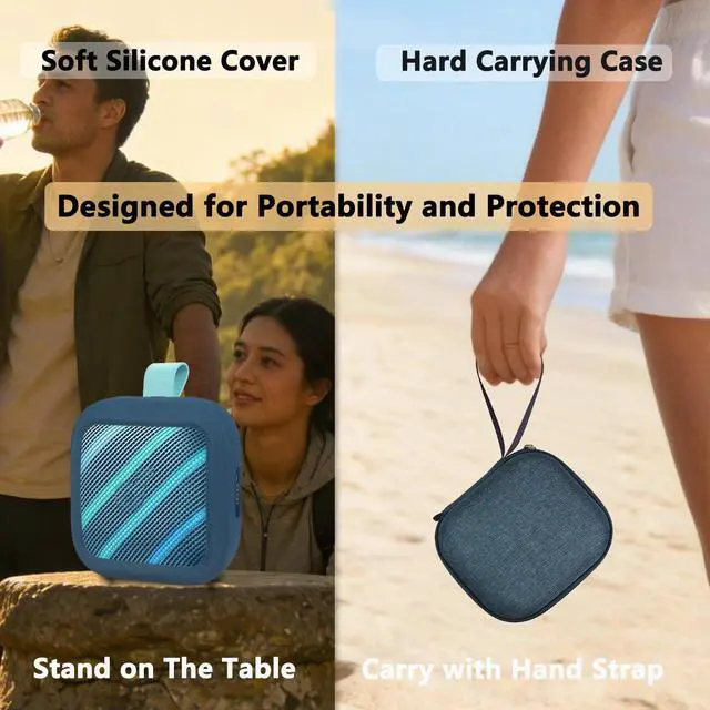 Alt view image 5 of 7 - Protective Case for Anker Soundcore Boom Go 3i Bluetooth Speaker, | Hard Carrying Case and Silicone Cover for Soundcore Boom Go 3i Speaker Accessories (Blue Case)