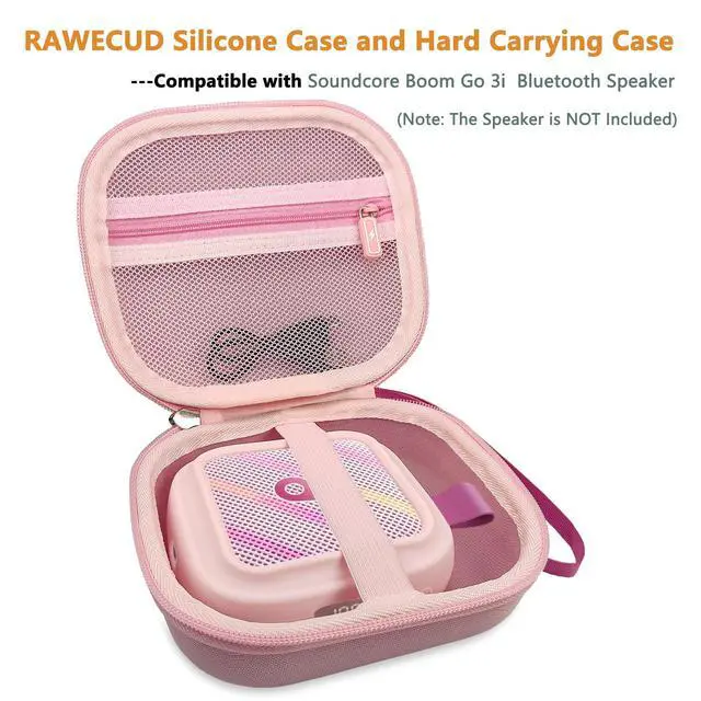Alt view image 2 of 7 - Protective Case for Anker Soundcore Boom Go 3i Bluetooth Speaker | Hard Carrying Case and Silicone Cover for Soundcore Boom Go 3i Speaker Accessories (Pink Case)