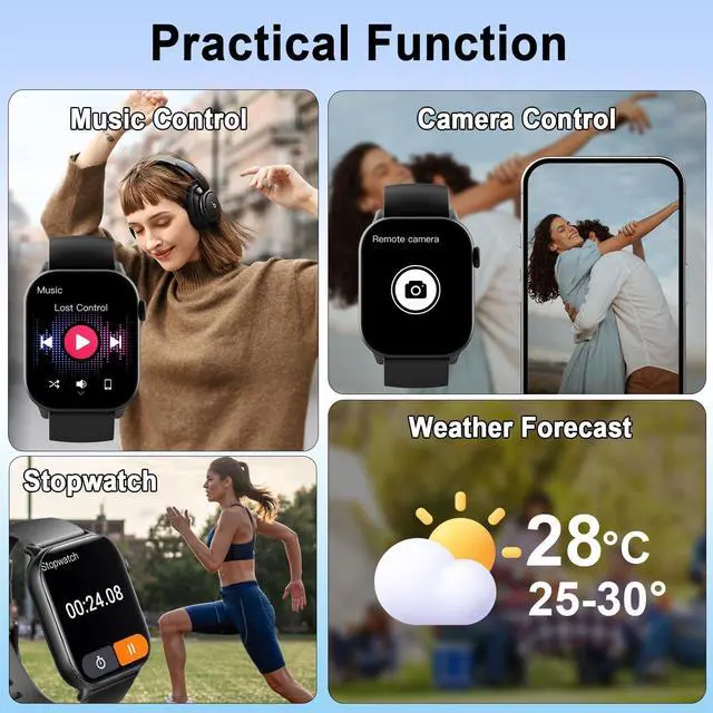 Alt view image 6 of 7 - Smart Watch(Answer/Make Call), 1.96" HD Smartwatch for Men Women, 2025 New Fitness Watch with 100+ Sport Modes, Heart Rate/Sleep/SpO2/Calories Monitor, IP68 Waterproof Activity Tracker for Android iOS
