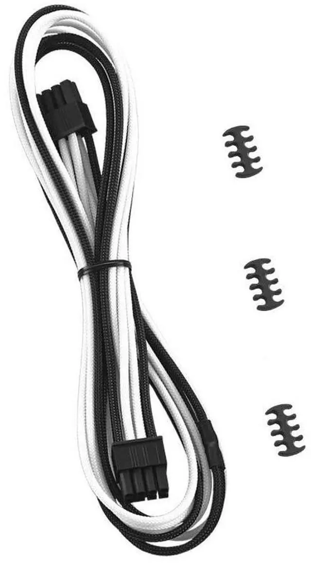 Main image of E-Series Classic ModMesh Sleeved 8-pin PCI-e Cable for EVGA G/G+ / P/P+ / T (Black + White, 60cm)