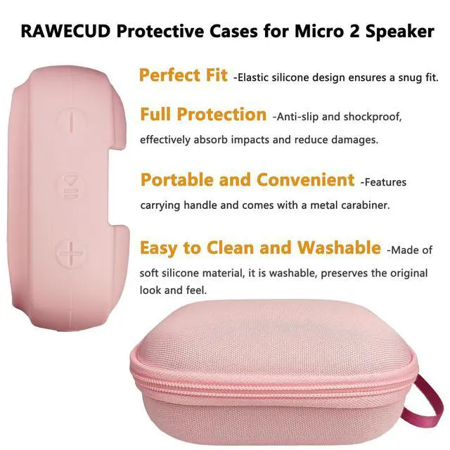 Alt view image 4 of 7 - Protective Case for Anker Soundcore Boom Go 3i Bluetooth Speaker | Hard Carrying Case and Silicone Cover for Soundcore Boom Go 3i Speaker Accessories (Pink Case)