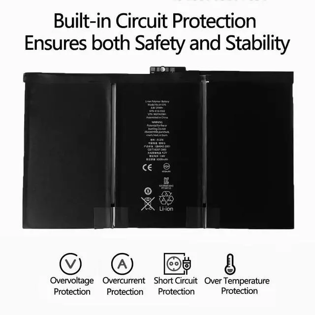 Alt view image 2 of 4 - A1376 Battery Compatible with iPad 2 2nd Generation (Not for Air 2) A1395 A1396 A1397 3.8V 25Wh Replacement Batteries with Tool Kit