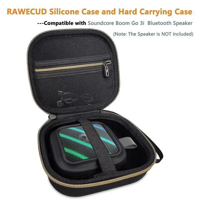 Alt view image 2 of 7 - Protective Case for Anker Soundcore Boom Go 3i Bluetooth Speaker | Hard Carrying Case and Silicone Cover for Soundcore Boom Go 3i Speaker Accessories (Black Case)