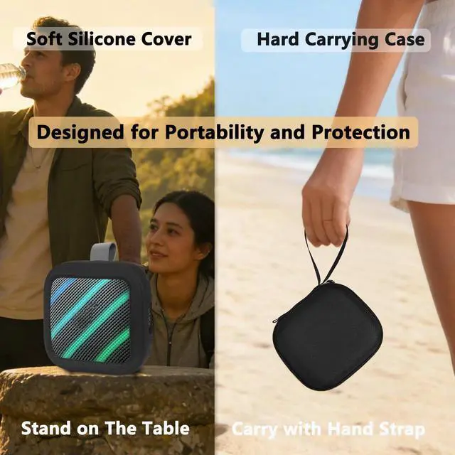 Alt view image 5 of 7 - Protective Case for Anker Soundcore Boom Go 3i Bluetooth Speaker | Hard Carrying Case and Silicone Cover for Soundcore Boom Go 3i Speaker Accessories (Black Case)