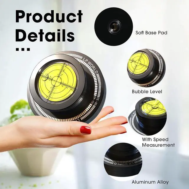 Alt view image 2 of 6 - Record Weight Stabilizer 50HZ 300g disc stabilizers Turntable Weight Vinyl Weight with bubbel Leveling (Black)