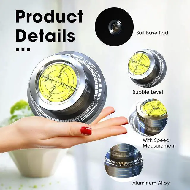 Alt view image 2 of 6 - Record Weight Stabilizer 50HZ 300g disc stabilizers Turntable Weight Vinyl Weight with bubbel Leveling (Silver)