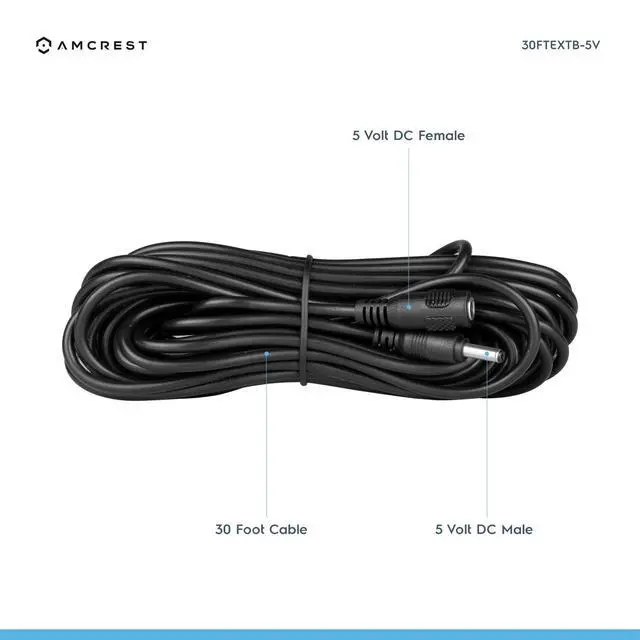 Alt view image 2 of 2 - Extension Cable IPM-721B/W/S, IP2M-841B/W/S, IP2M-841EB/W, IP3M-941B/W, IPM-721ES, IPM-HX1B/W & IP3M-HX2B/W. Power AC Adapter 30FT Black (30FTEXTB-5V)