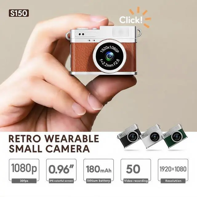 Alt view image 4 of 6 - Retro Mini Digital Video Keychain Camera Small bodycam 1080P HD Video Go Cam 0.96" IPS Screen 4 Colors Type-C Pro17g 8GB Pocket Video Recorder for Travel Recording Gifts for Girls Stocking Stuffers