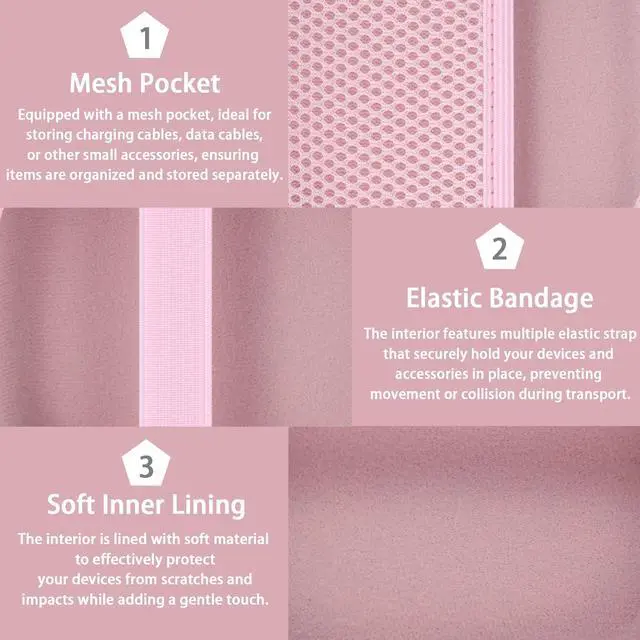 Alt view image 4 of 6 - for Anker Soundcore Boom Go 3i Bluetooth Speaker Hard Travel Case, Pink | Travel Protective Storage Bag with Mesh Pocket & Hand Strap, Shockproof EVA Shell and Soft Lining, Portable Bag Replacement