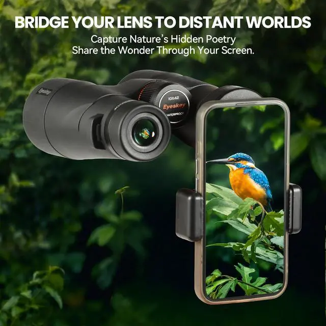 Alt view image 7 of 7 - Surge 10x42 Binoculars for Adults, High-Powered Waterproof Binoculars with Phone Adapter - HD Low Light Vision for Wildlife Hunting, Marine Watching, Safari & Outdoor Adventures