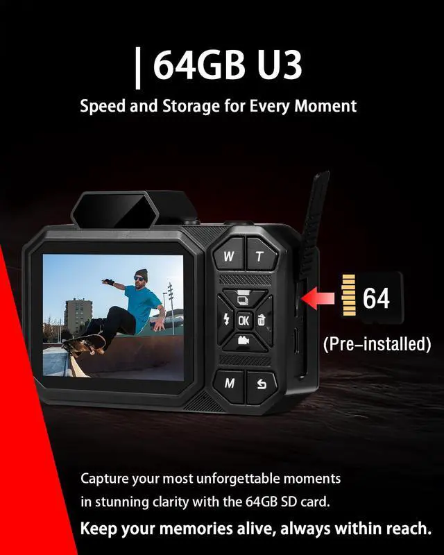 Alt view image 3 of 6 - 4K Digital Camera, FHD Vlogging Camera for YouTube with 64GB Card, 64MP Autofocus Anti-Shake/Date Stamp, Compact Travel Camra, Point and Shoot Digital Camera for Teens Beginners Kids