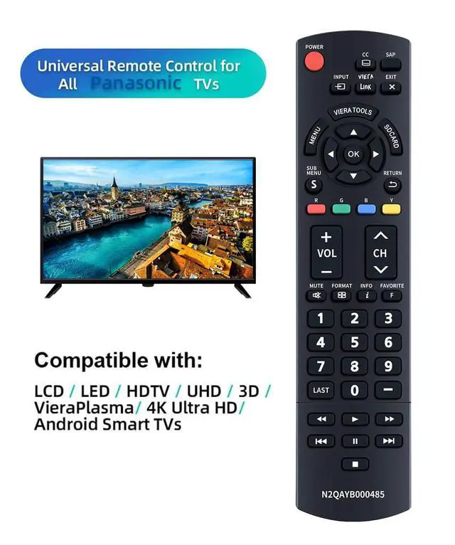 Alt view image 3 of 7 - Replacement Universal Remote Control for Panasonic Smart TV TC-32LX44S TC-50PX34 TC-60PS34 TC-L37U3 TC-60AS530U TC-L37U22 TC-42PX24 TC-P50C2 TC-L32C22 TC-32LX24 TC-L32U22 TC-L32X2 TC-L42U25 TC-P42C2