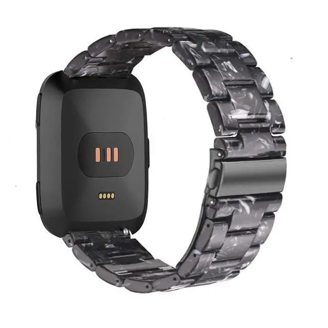 Alt view image 2 of 4 - Band Replacement for Fitbit Versa/Versa 2 Smart Watch/Special/Lite Edition, Fashion Resin Wristbands Women Men Replacement Bracelet Metal Stainless Steel Rose Gold Buckle