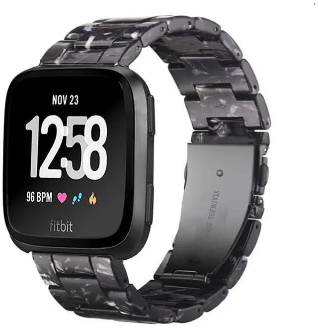 Main image of Band Replacement for Fitbit Versa/Versa 2 Smart Watch/Special/Lite Edition, Fashion Resin Wristbands Women Men Replacement Bracelet Metal Stainless Steel Rose Gold Buckle